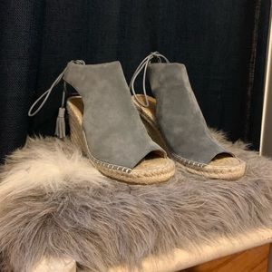 Suede Blue-Gray Espadrille Sandals